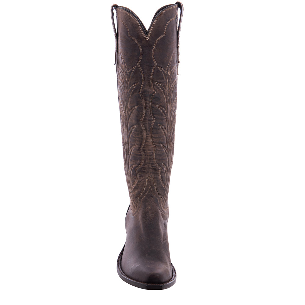 Ladies 17" Tobac Goat Winn Stitch Cowboy Boot