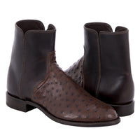 Men's Short Kango Full Quill Ostrich Brown Roper Boot