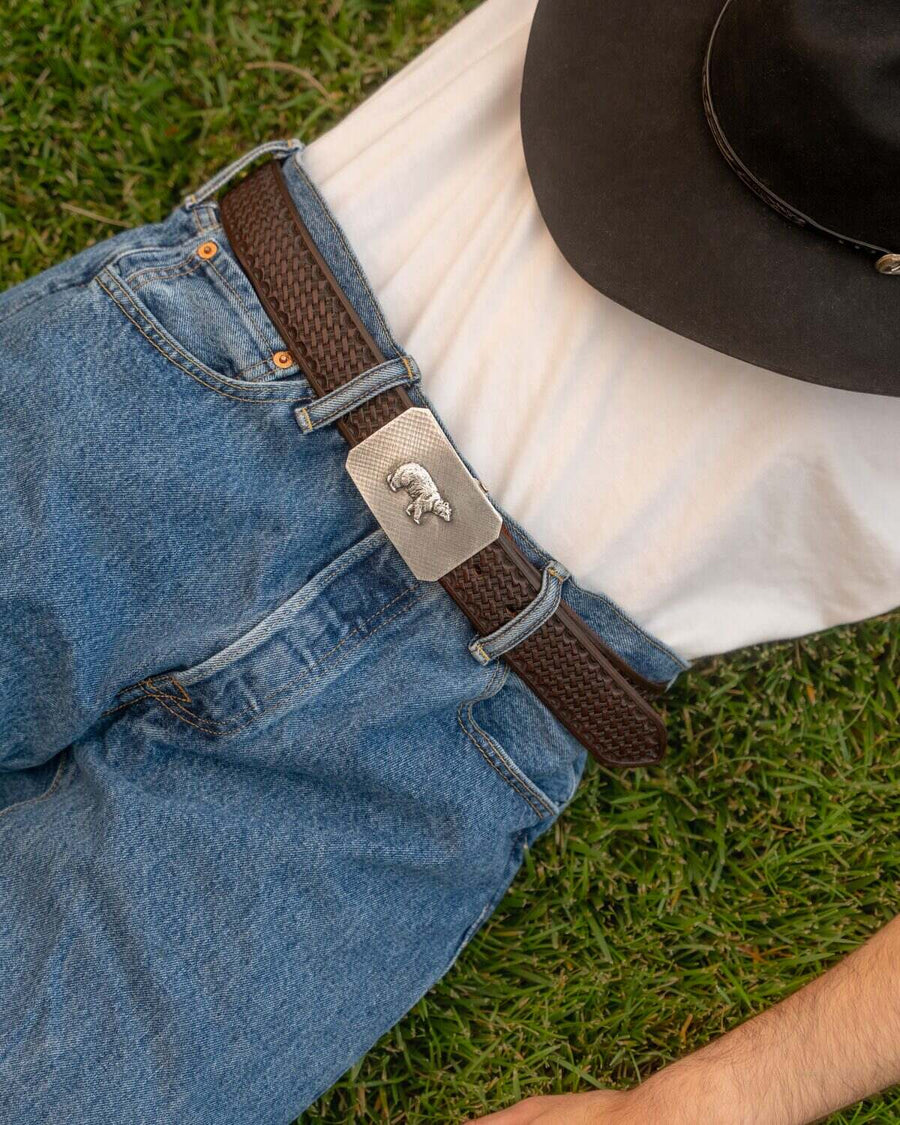Mesa heavy matte buckle with bear