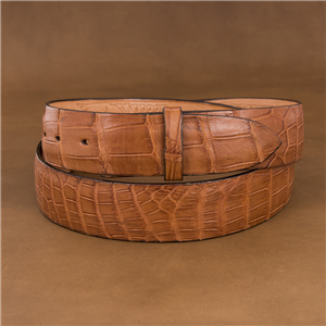 1 1/2" Cognac Alligator Belt Bonded