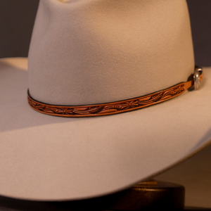 The Wayfinder - Arrowhead Crown, Belly Curl and Antique Wildrose Hatband
