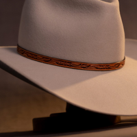 The Wayfinder - Arrowhead Crown, Belly Curl and Antique Wildrose Hatband