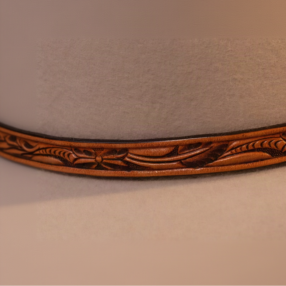 The Wayfinder - Arrowhead Crown, Belly Curl and Antique Wildrose Hatband